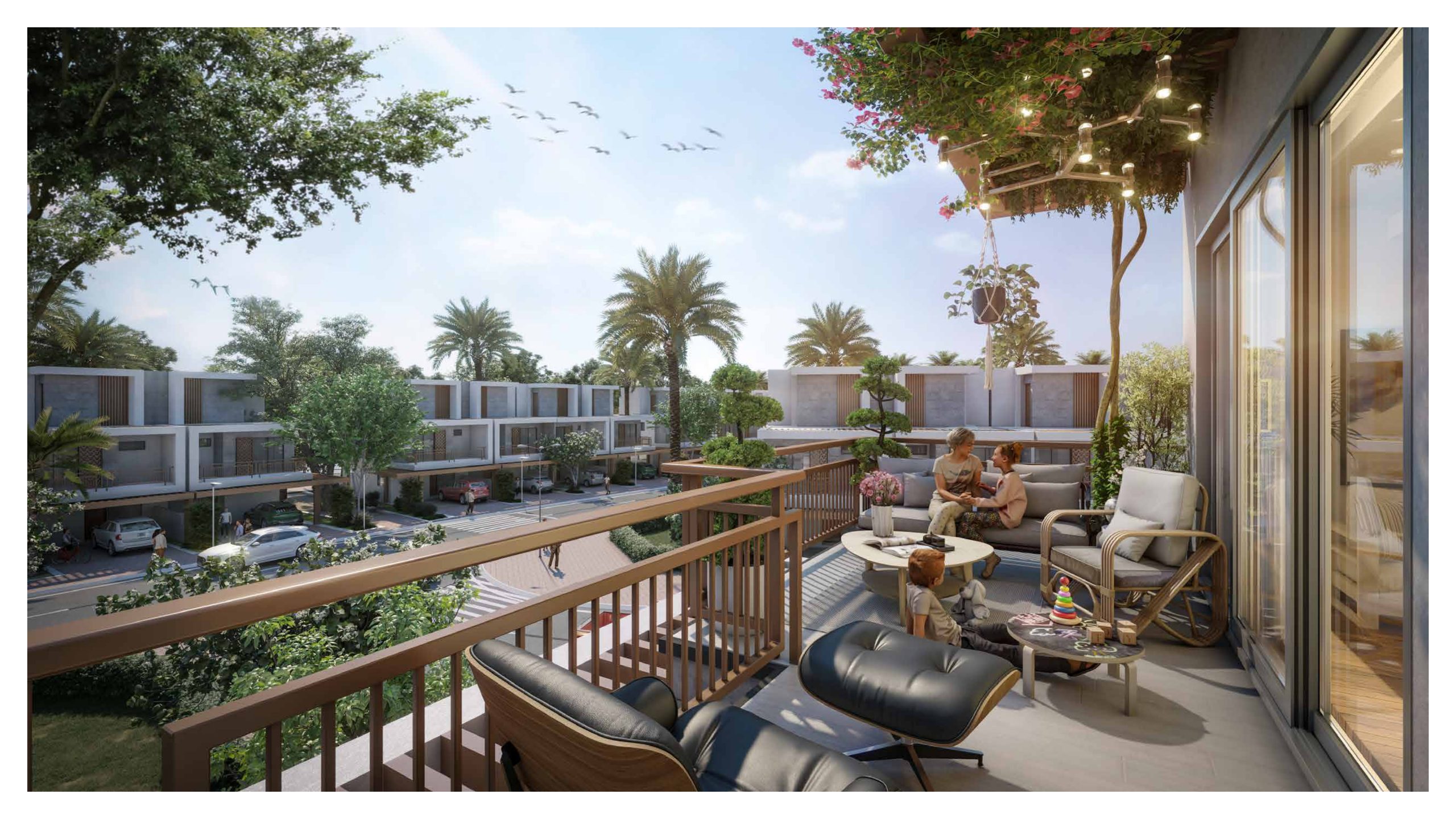 DAMAC Hills 2 balcony with community and garden view